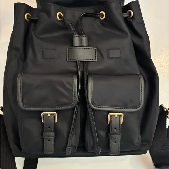 NWT Tory Burch Black Perry Nylon Flap Backpack - Picture 4 of 9